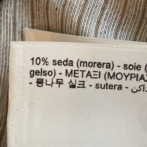 NWT. Massimo Dutti Gray Viscose/Silk Blend Striped Shirt. Size S. - Picture 10 of 12